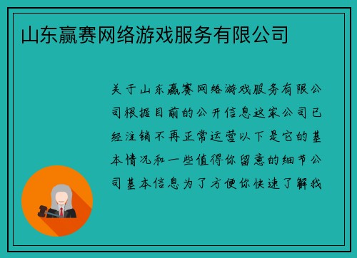 山东赢赛网络游戏服务有限公司